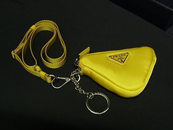 ■新品同様■ PRADA プラダ テスートナイロン ストラップ付き マルチケース マルチポーチ 小物入れ イエロー系 BP2420拍卖