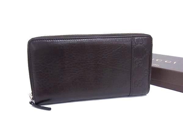 ■新品同様■ GUCCI グッチ 256439 グッチシマ レザー ラウンドファスナー 長財布 ウォレット 小銭入れ ダークブラウン系 FN5771拍卖