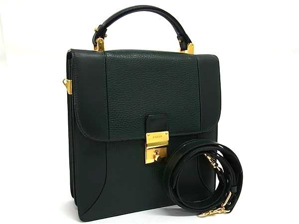 1円 ■美品■ BALLY バリー レザー 2WAY クロスボディ ハンドバッグ ショルダーバッグ 斜め掛け レディース グリーン系 BK9430拍卖