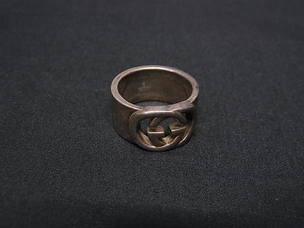 1円 GUCCI グッチ ブリット インターロッキングG SV925 リング 指輪 アクセサリーサイズ 13 (約12号) メンズ シルバー系 FH9097拍卖