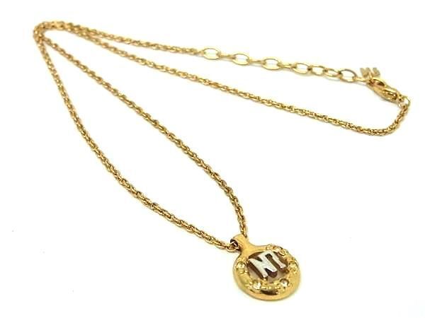■美品■ NINA RICCI ニナリッチ ロゴモチーフ ラインストーン ネックレス ペンダント アクセサリー レディース ゴールド系 DD7374拍卖
