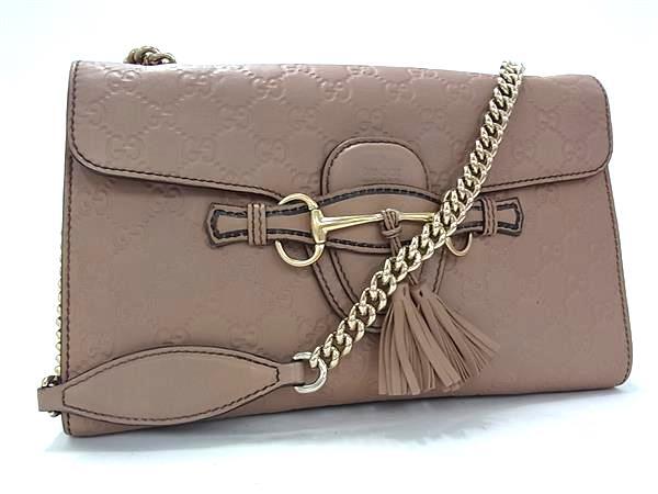 1円 ■美品■ GUCCI グッチ 295402 ホースビット グッチシマ レザー タッセル チェーン ワンショルダーバッグ 肩掛け ピンク系 BP2920拍卖