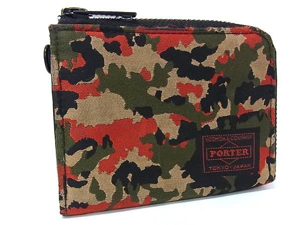 ■美品■ PORTER ポーター 吉田カバン ギリー キャンバス カモフラージュ 迷彩柄 L字ファスナー 財布 ウォレット カーキ系 DJ7349拍卖