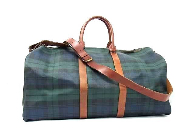 1円 POLO RALPH LAUREN ポロラルフローレン PVC×レザー 2WAY ハンドバッグ ボストン トラベル ショルダー 肩掛け グリーン系 FS3016拍卖