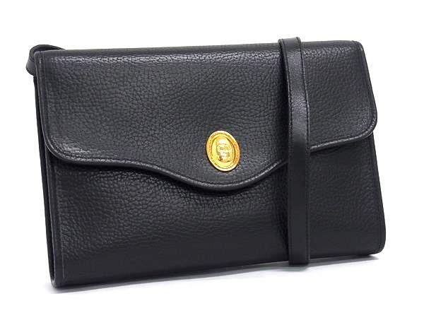 1円 ■美品■ ChristianDior クリスチャンディオール レザー 2WAY ショルダーバッグ クラッチバッグ セカンドバッグ ブラック系 FS3254拍卖