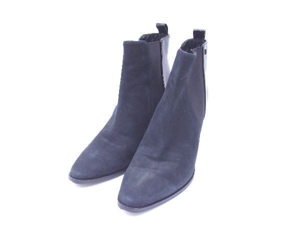 LANVIN ランバン スエード×パテントレザー ブーツ シューズ 靴 表記サイズ 22cm レディース ブラック系 DD2791拍卖