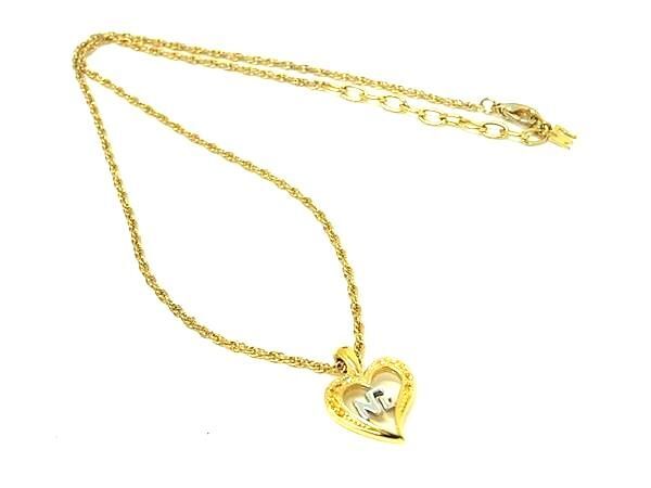 NINA RICCI ニナリッチ ロゴモチーフ ラインストーン ハート ネックレス ペンダント アクセサリー レディース ゴールド系 DE6780拍卖