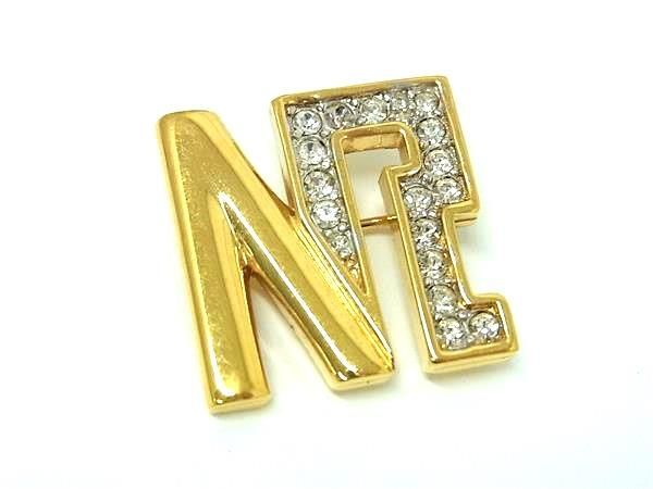 ■極美品■ NINA RICCI ニナリッチ ラインストーン ピンブローチ ピンバッジ アクセサリー レディース ゴールド系 DE6784拍卖