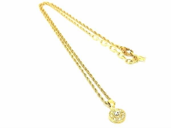 ■美品■ NINA RICCI ニナリッチ ロゴモチーフ ラインストーン ネックレス ペンダント アクセサリー レディース ゴールド系 DF2615拍卖