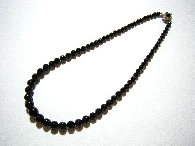 ★留具 SILVER 黒珊瑚? 黒サンゴ? ネックレス ブラック 黒 4.3mm~10.6mm 47cm グラデーションタイプ 【LA33】拍卖