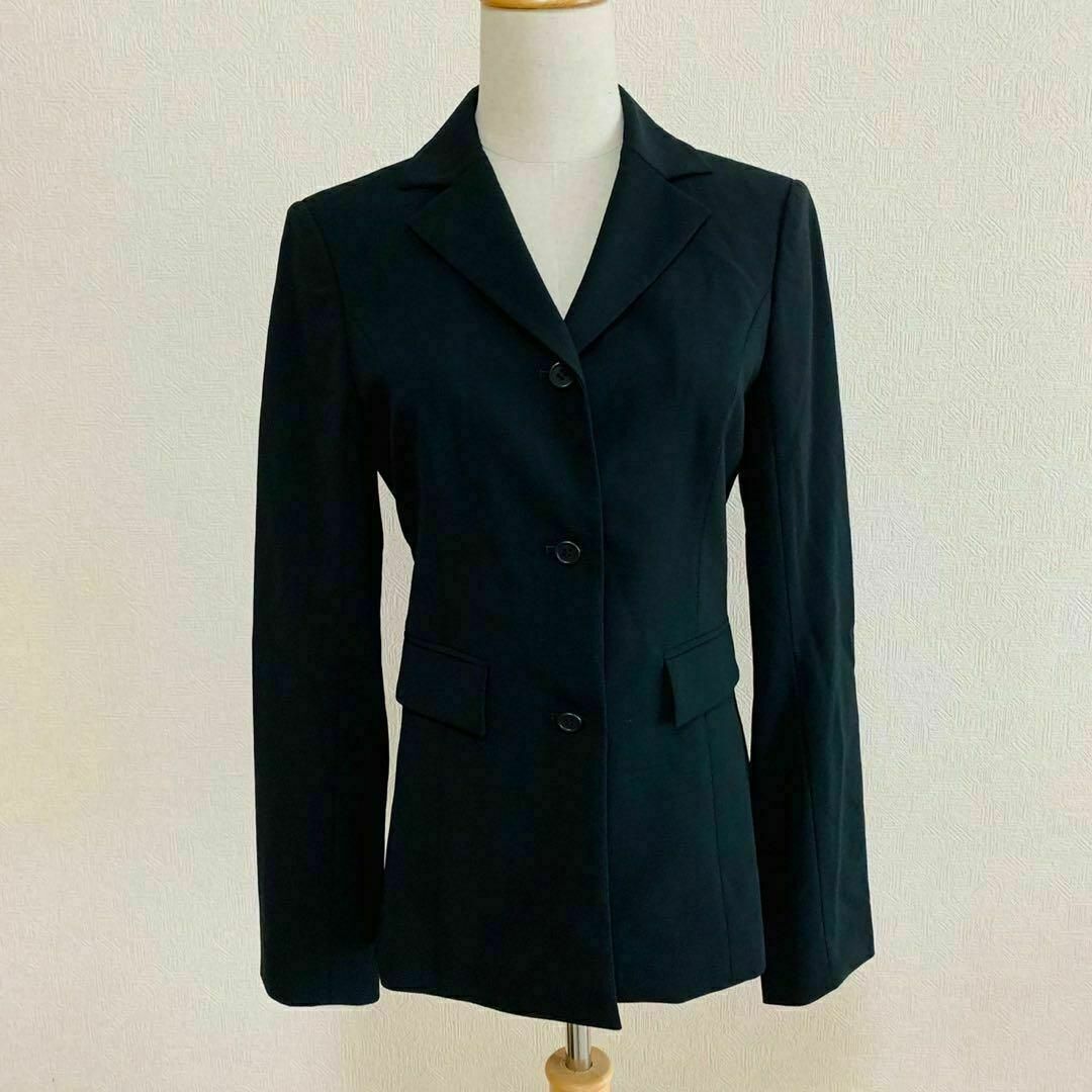 【INDIVI】インディヴィ (38) 日本製 ウール 無地 テーラードジャケット ブラック スーツ拍卖