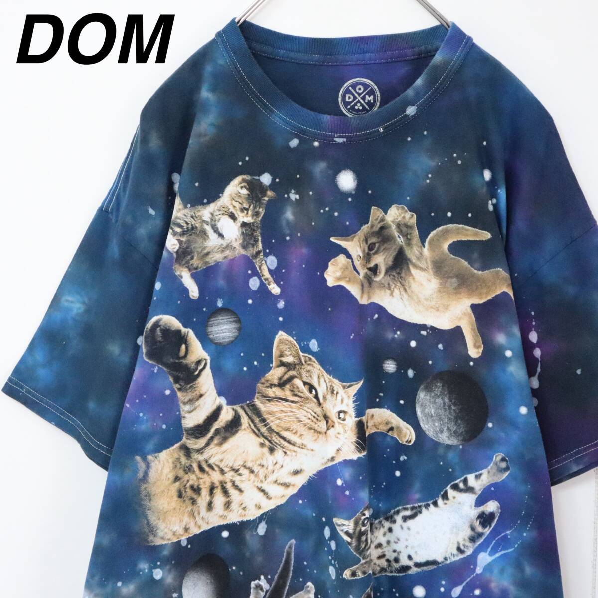 【ネコ】DOM Tシャツ タイダイ染め キャット アニマルプリント 総柄 XL拍卖