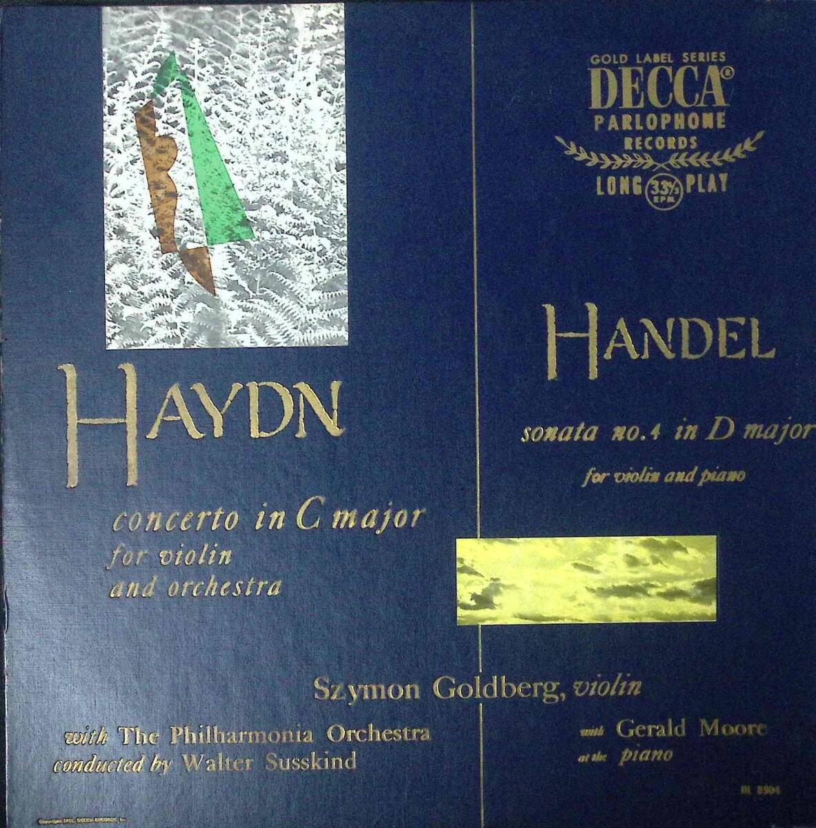 【希少】名手ゴールドベルク ヘンデル ヴァイオリンソナタ第4番 ハイドン ヴァイオリン協奏曲 米Decca金色ラベルフラット重量盤DL8504拍卖