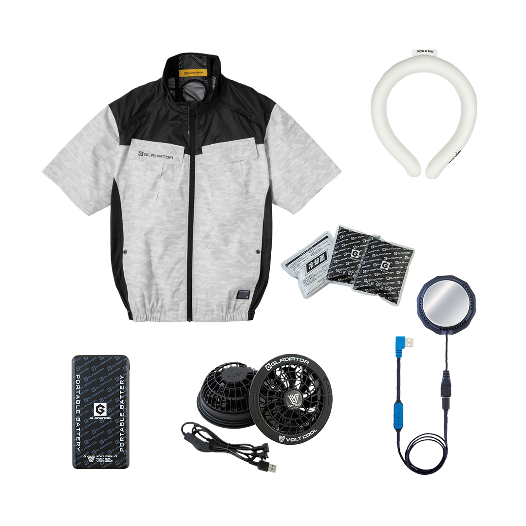 ボルトクール 日傘遮熱 空調ベスト (ディアゴホワイト/L) ペルチェ×アイス×空調服 フルセット 作業着 作業服 現場服 ベスト 作業ベスト拍卖