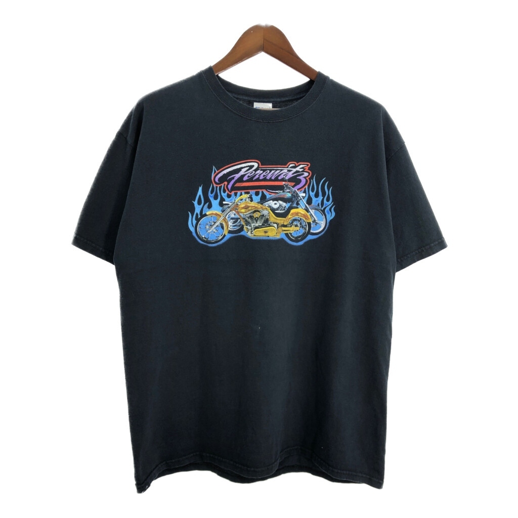 GILDAN ギルダン モーターサイクル 半袖Tシャツ ブラック(メンズ XL)中古 古着 T7744拍卖