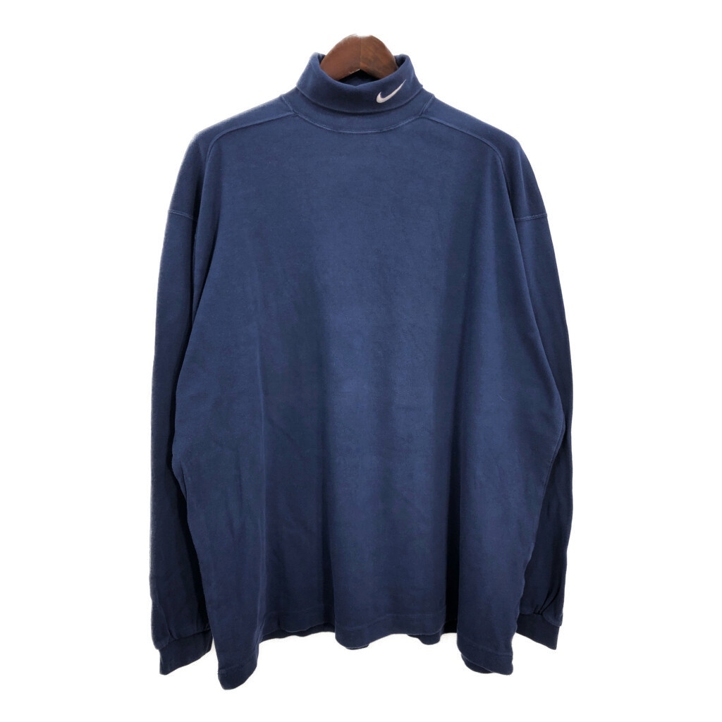 90年代 NIKE ナイキ タートルネック 長袖Tシャツ ネイビー(メンズ XXL)中古 古着 T9484拍卖