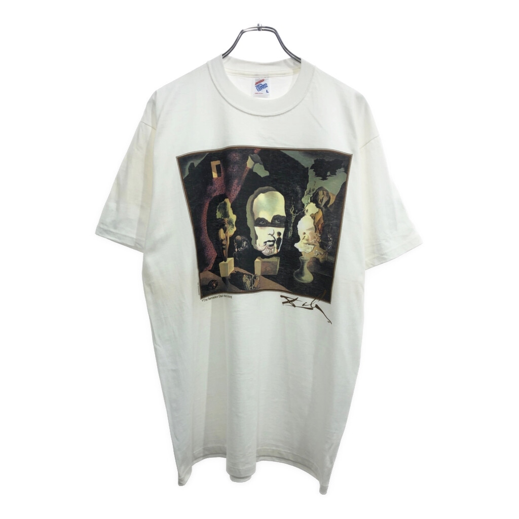 90年代 USA製 Salvador Dali サルバドール・ダリ 老年期 青年期 乳児期 半袖Tシャツ アート ホワイト(メンズ L)中古 古着 U5794拍卖