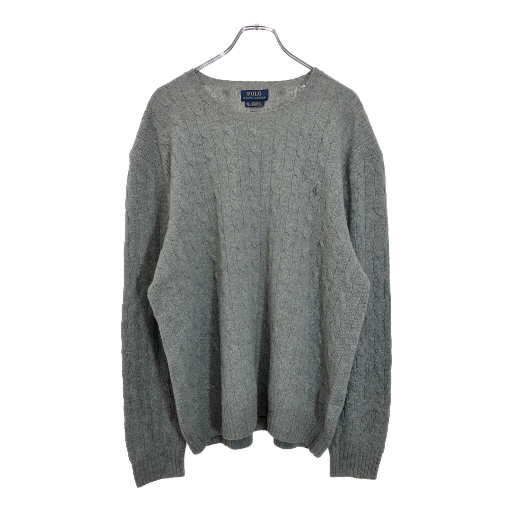 Polo by Ralph Lauren ポロ ラルフローレン ウール カシミヤ ケーブルニットセーター 大きいサイズ グレー(メンズ XXL)中古 古着 U7243拍卖