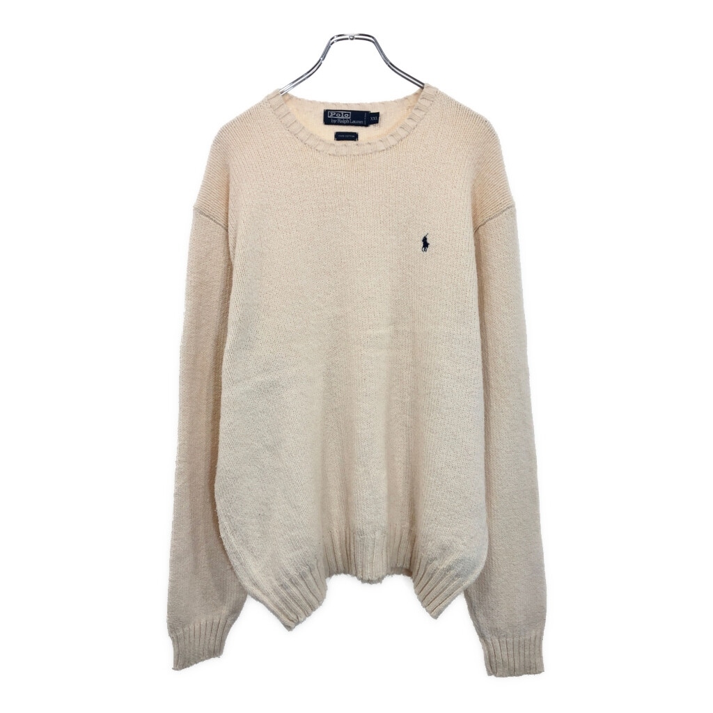 Polo by Ralph Lauren ポロ ラルフローレン コットン ニット セーター 大きいサイズ アイボリー(メンズ XXL)中古 古着 U7525拍卖