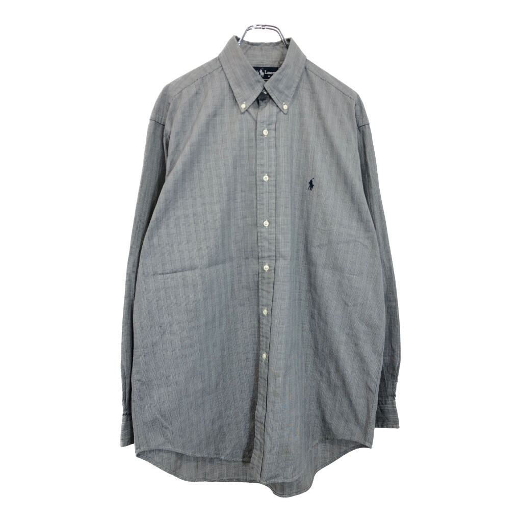 RALPH LAUREN ラルフローレン YARMOUTH ボタンダウン 長袖シャツ チェック グレー(メンズ 16)中古 古着 U7561拍卖