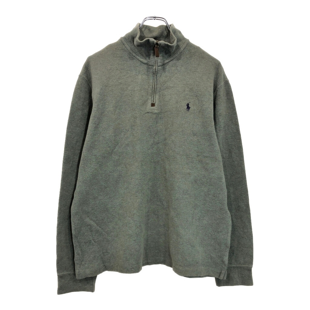 Polo by Ralph Lauren ポロ ラルフローレン ハーフジップ コットンセーター オリーブ(メンズ M)中古 古着 U8154拍卖