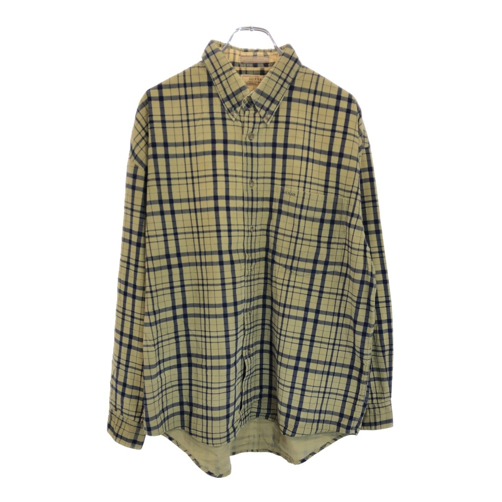 Guess ゲス ボタンダウン コーデュロイ 長袖シャツ チェック ベージュ(メンズ L)中古 古着 U8545拍卖