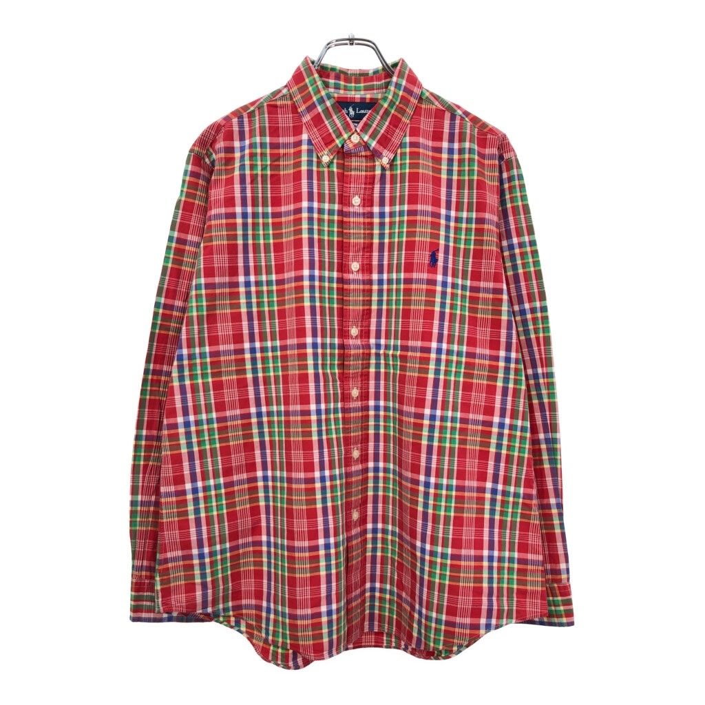 RALPH LAUREN ラルフローレン ボタンダウン 長袖シャツ チェック レッド(メンズ L)中古 古着 U8573拍卖
