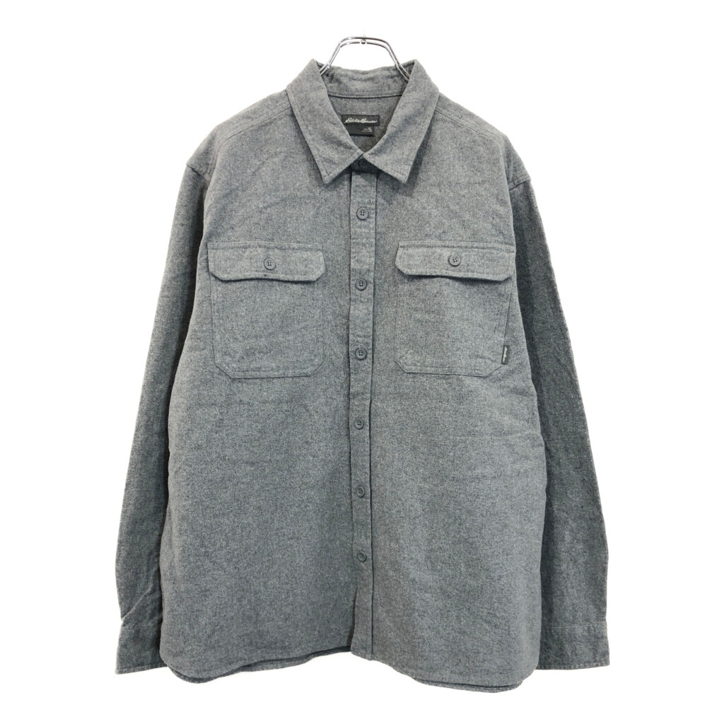 Eddie Bauer エディーバウアー ヘビーフランネルシャツ アウトドア ライトグレー(メンズ XL)中古 古着 U8596拍卖