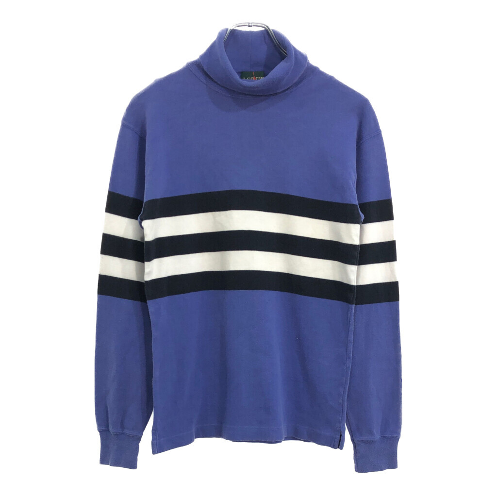 90年代 USA製 J.CREW ジェイクルー タートルネック 長袖Tシャツ ファットボーダー パープル(メンズ S)中古 古着 U8898拍卖