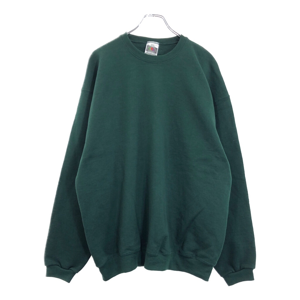 90年代 USA製 FRUIT OF THE LOOM スウェット 無地 グリーン(メンズ XL)中古 古着 U9087拍卖