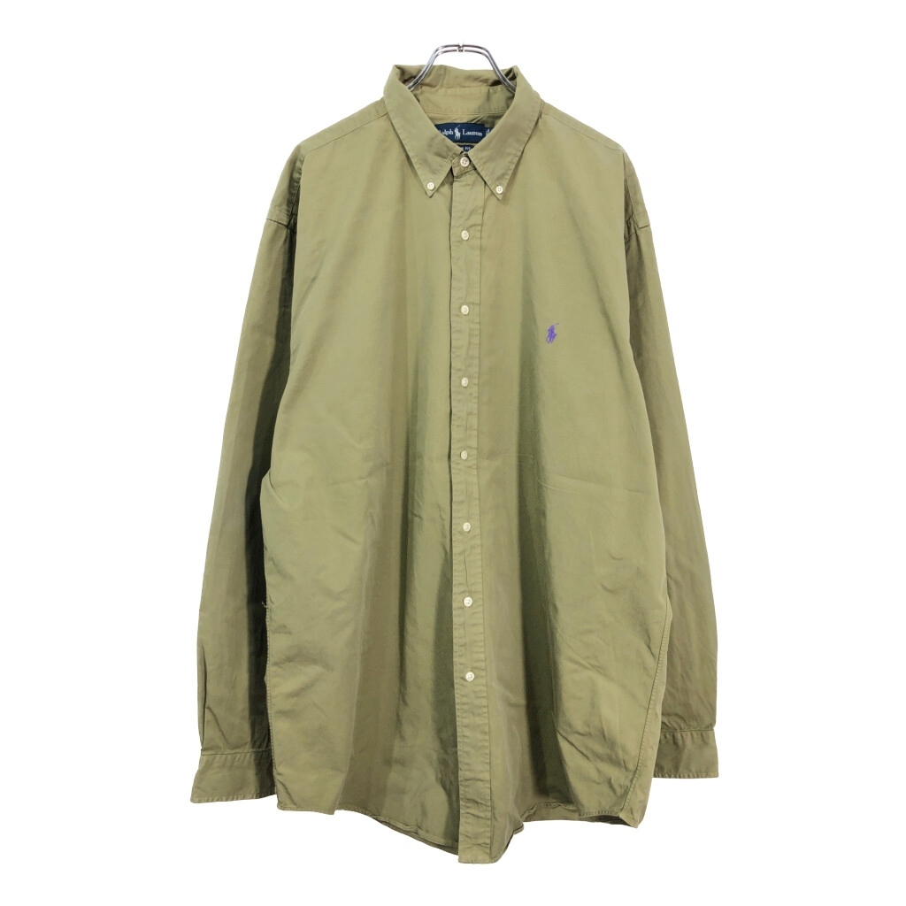 RALPH LAUREN ラルフローレン ボタンダウン 長袖シャツ カーキ(メンズ XL)中古 古着 U9100拍卖