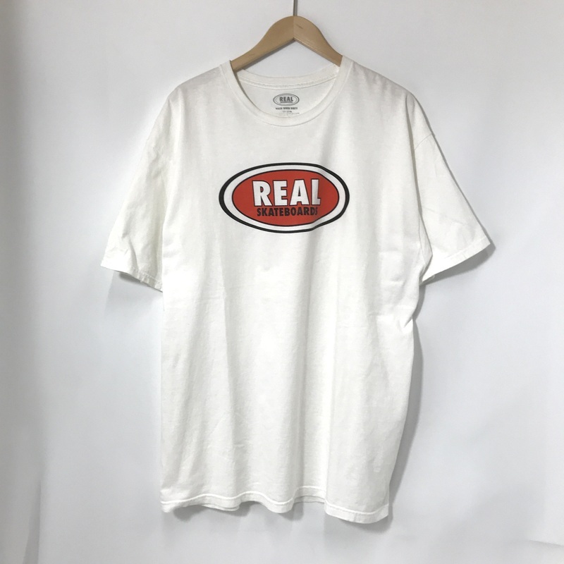 REAL SKATE BOARDS リアルスケートボード Tシャツ 半袖 ロゴ プリント 古着 サイズ表記なし XLサイズ相当 ホワイト トップス A14370◆拍卖