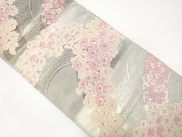 ys7434840; 宗sou 流水に花模様織り出し袋帯(材料)【アンティーク】【着】拍卖