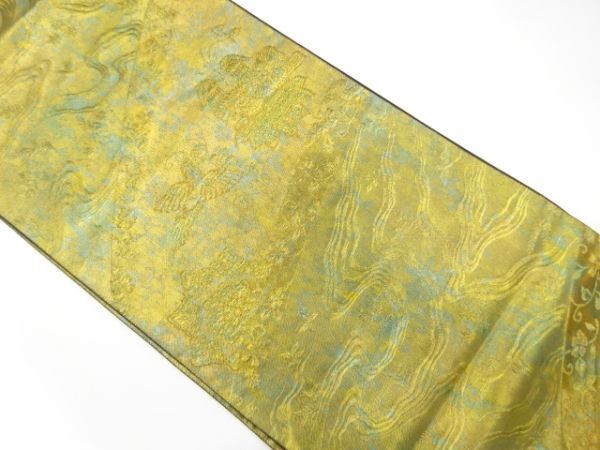 ys7444081; 宗sou 青銅箔 流水に鴛鴦・花模様織り出し袋帯【着】拍卖