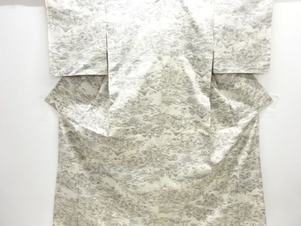 ys7445474; 宗sou 家屋風景模様織り出し十日町紬単衣着物【着】拍卖