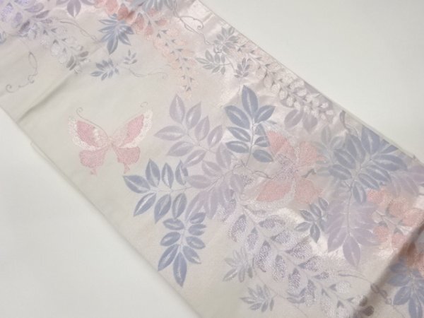 ys7446040; 宗sou 藤に蝶模様織出し名古屋帯【着】拍卖
