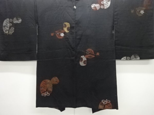 ys7447536; 宗sou 漆茶道具模様織り出し一つ紋長羽織【大正ロマン】【着】拍卖