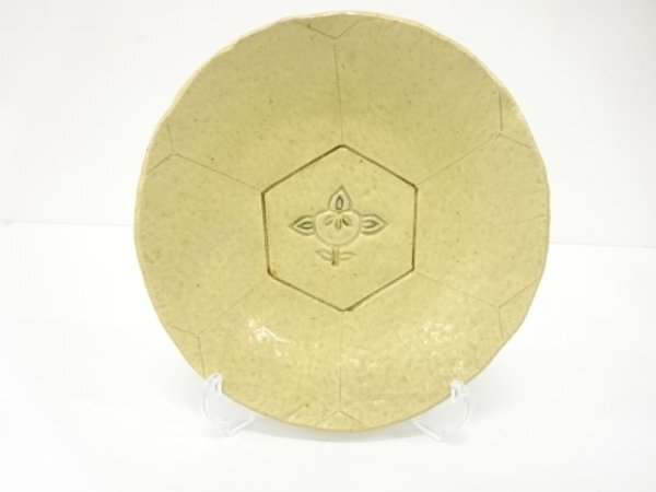 ys7454044; 宗sou 八坂窯造 黄瀬戸 橘 皿【道】拍卖