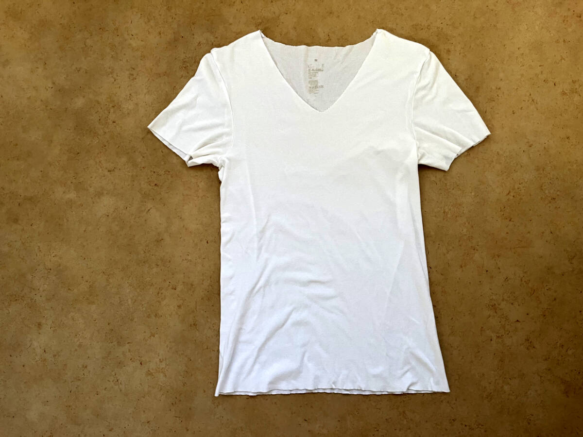 MUJI ストレッチ Vネック Tシャツ 縫い目なし 白 M 無印良品拍卖