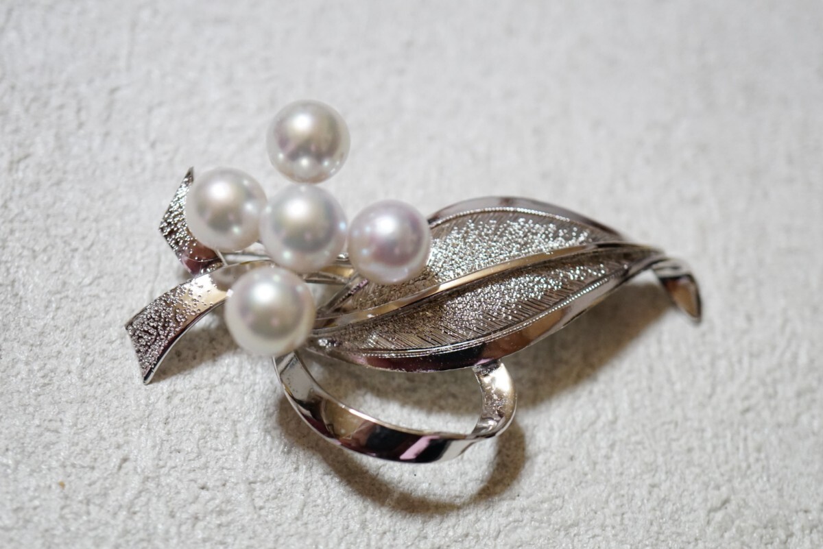 1279 アコヤ真珠 本真珠 パール シルバー ブローチ ヴィンテージ アクセサリー SILVER刻印 冠婚葬祭 あこや 装飾品拍卖