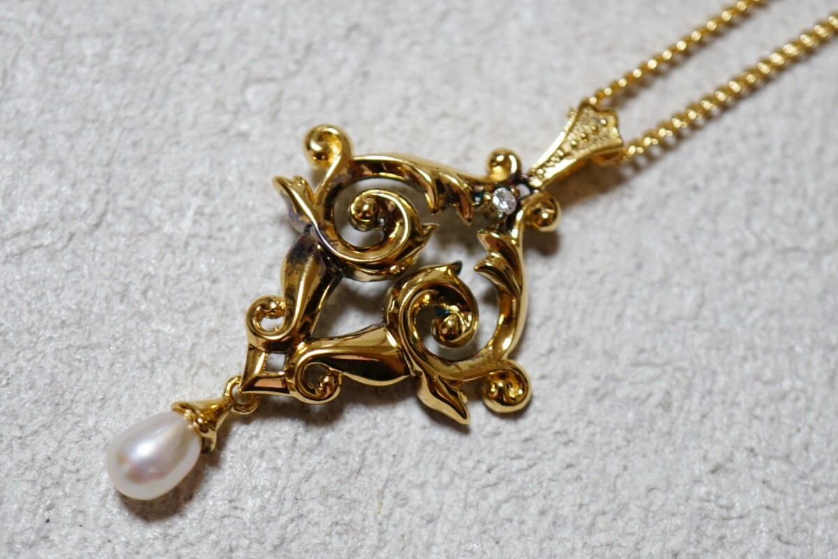 1617 IEI 天然ダイヤモンド 本真珠 パール ペンダント ネックレス ヴィンテージ アクセサリー SILVER 925刻印 天然石 宝石 訳あり 汚れ拍卖