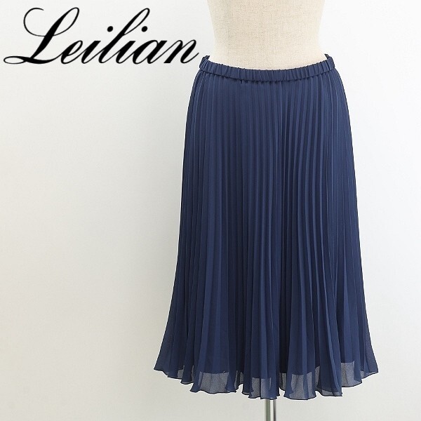 【FA210】新品◆Leilian レリアン シフォン プリーツ スカート 紺 ネイビー 13拍卖