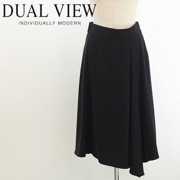 【FA315】美品◆DUAL VIEW デュアルヴュー アシンメトリー フレア スカート 黒 ブラック 40拍卖