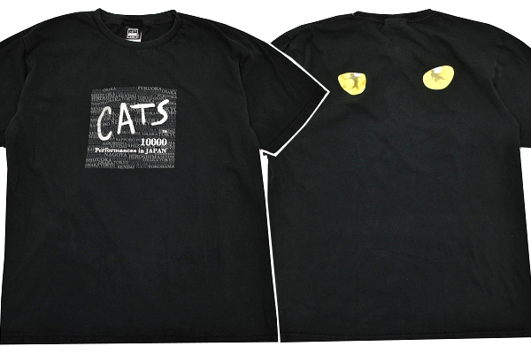 Y-8790★送料無料★劇団四季 CATS キャッツ 10000回公演記念★ブロードウェイ ミュージカル ブラック黒色 半袖 T-シャツ L拍卖