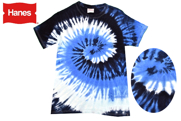 Y-9028★送料無料★美品★Hanes HEAVY WEIGHT ヘインズ ヘビーウェイト★ブルー系 タイダイ柄 絞り染め 半袖 T-シャツ S拍卖