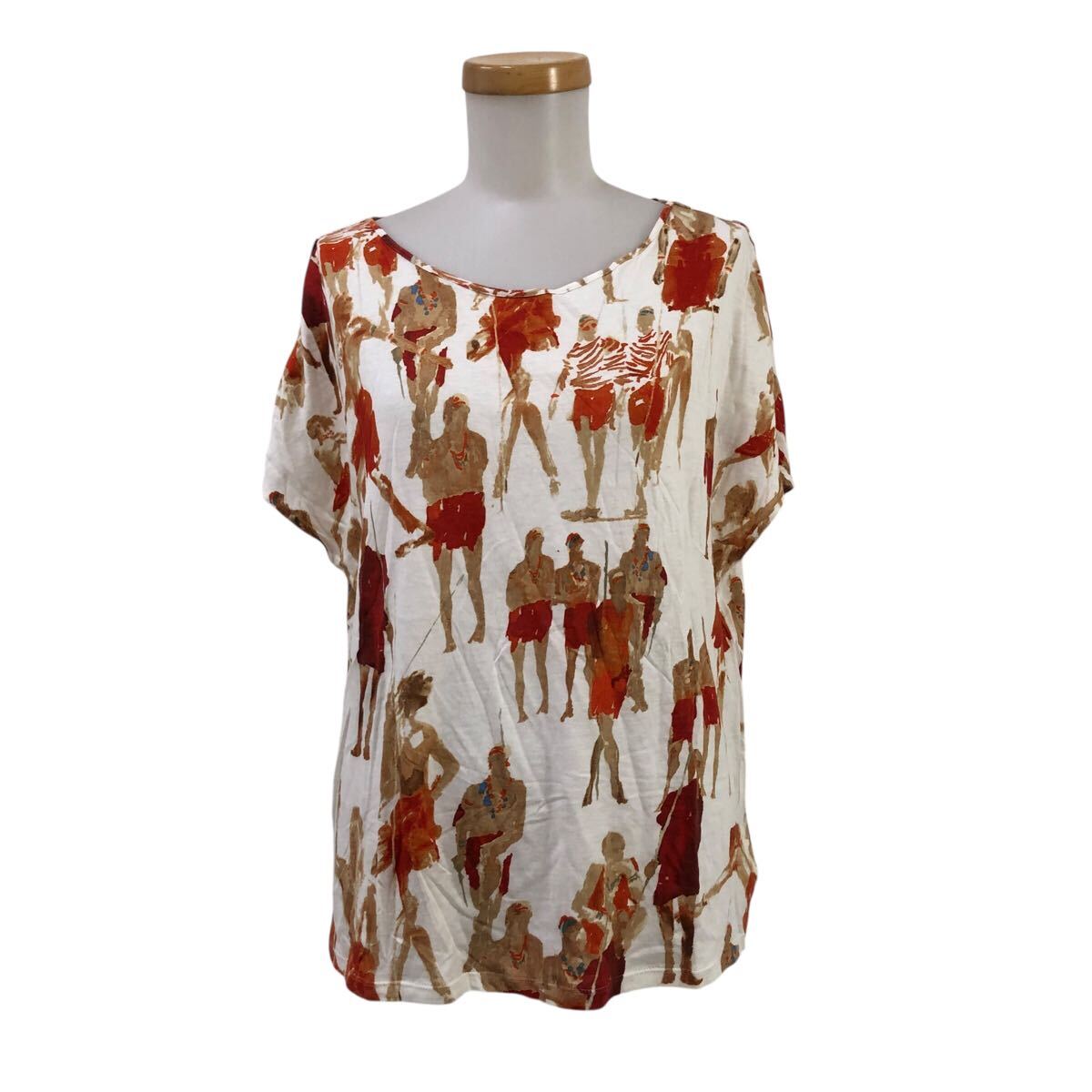 NC313-8 EVEX by KRIZIA エヴェックス バイ クリツィア 大きいサイズ 半袖 Tシャツ ティシャツ トップス カットソー レディース 46 民族拍卖