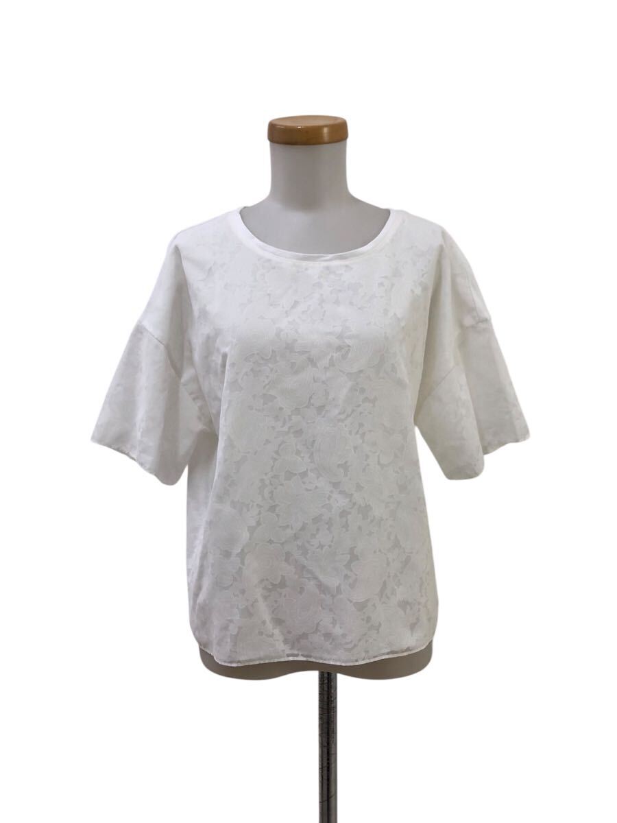 NC311-27 AMACA アマカ 透け感 花柄 デザイン 半袖 シャツ ブラウス トップス レディース 38 ホワイト 白 拍卖