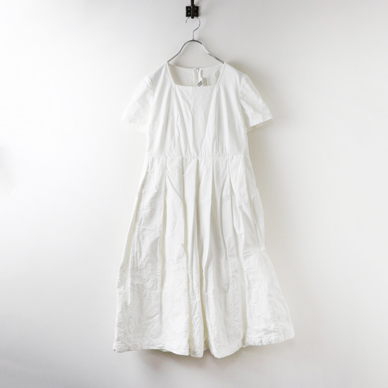コムコム コムデギャルソン COMME des GARCONS フラワー刺繍 ショートスリーブワンピース XS ホワイト/ドレス【2400014500677】拍卖