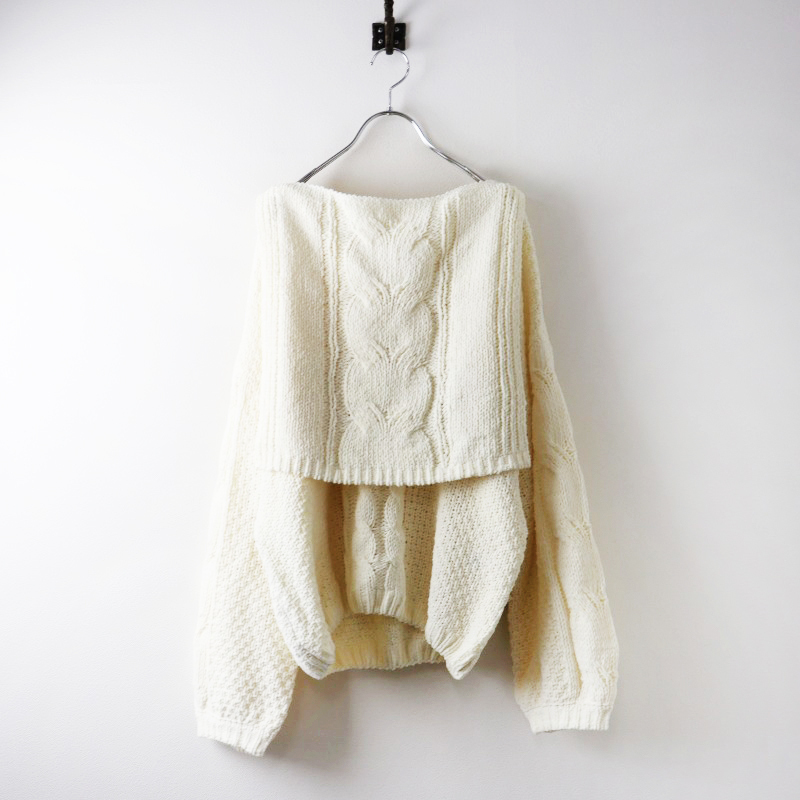 美品 定価16200円 大きいサイズ アズノウアズ AS KNOW AS olaca ケーブルモールセットアッププルオーバー 3 アイボリー【2400014514070】拍卖