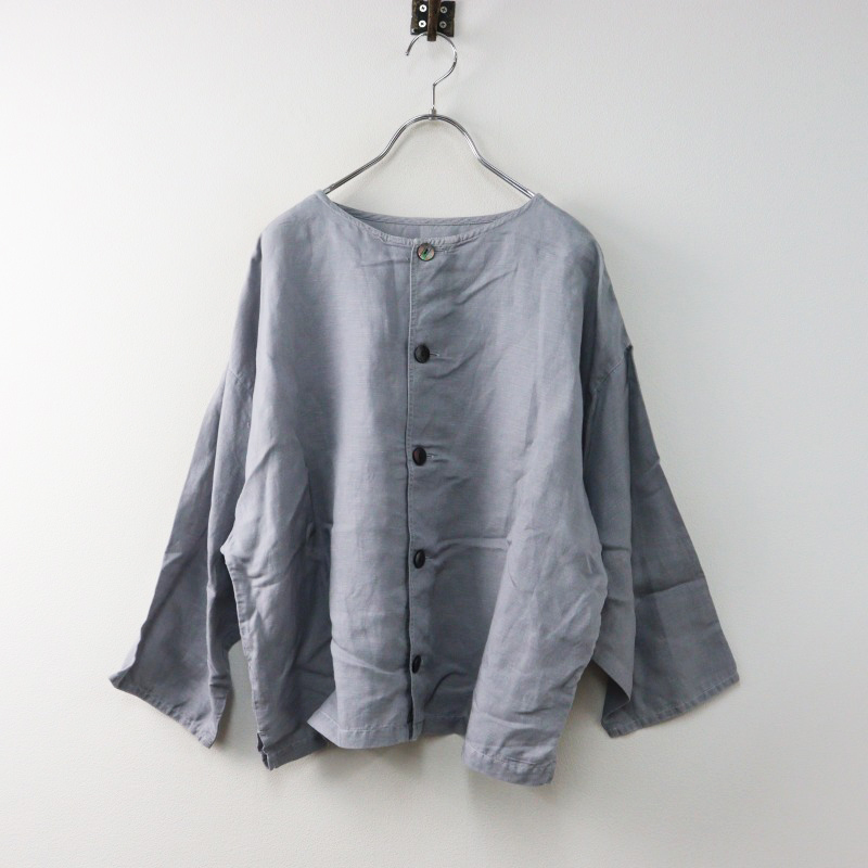 サラウェア SARAHWEAR テンセルリネンノーカラージャケット 1/グレー 羽織り アウター 七分袖【2400014522907】拍卖